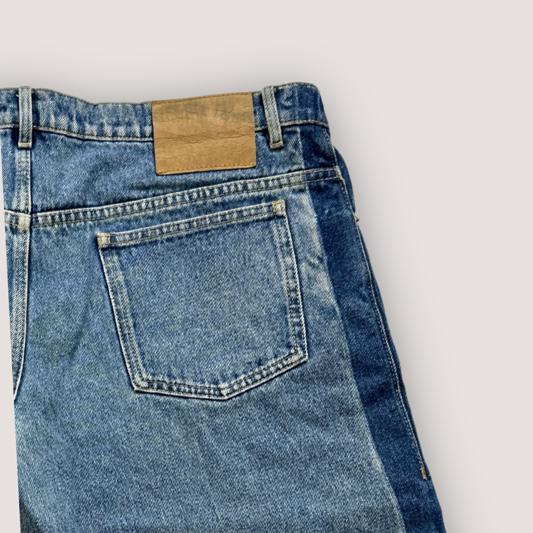 Balenciaga Jorts Two Tone Side Stripe Jeans Blue