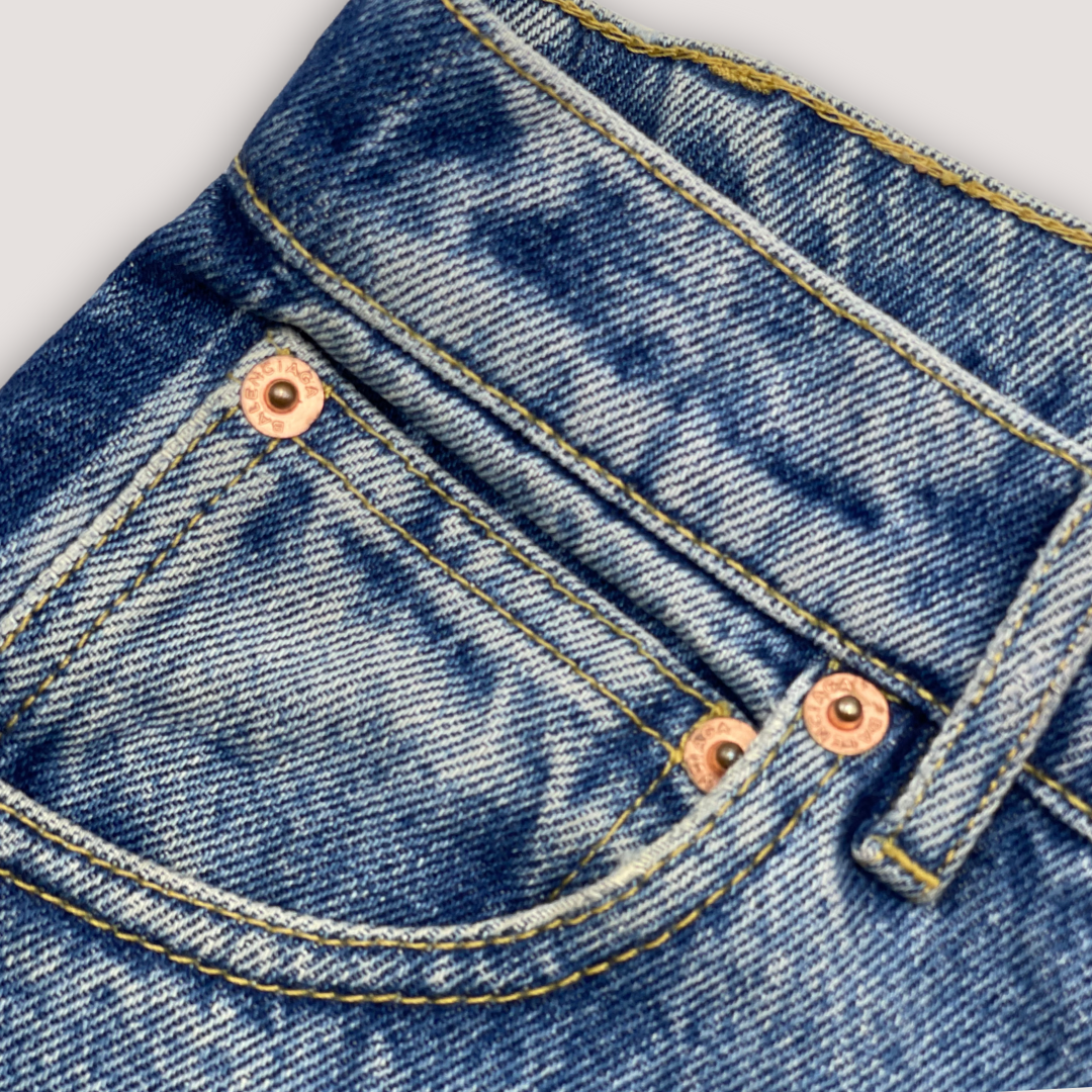 Balenciaga Jorts Two Tone Side Stripe Jeans Blue