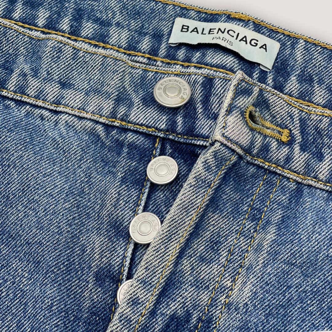 Balenciaga Jorts Two Tone Side Stripe Jeans Blue