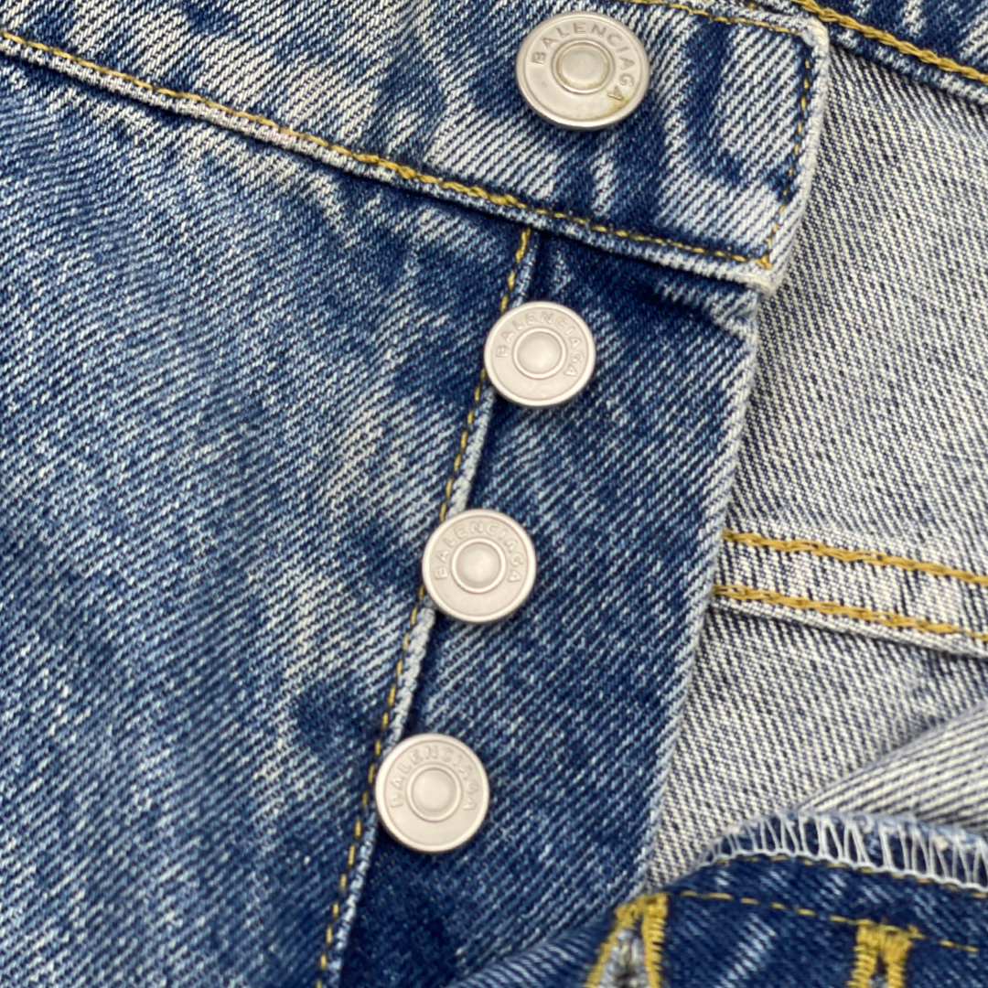 Balenciaga Jorts Two Tone Side Stripe Jeans Blue