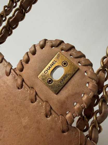 Chanel Brown Jumbo Quilted Iridescent Happy Stitch Flap