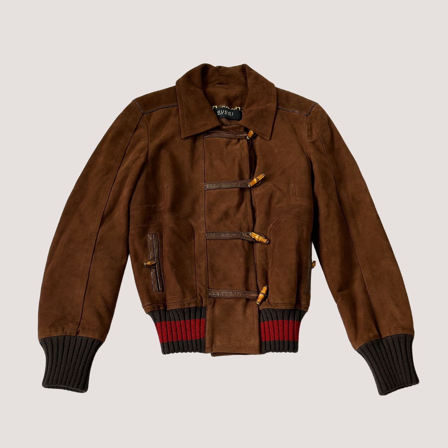 Gucci by Tom Ford Suede Bamboo Closure Jacket