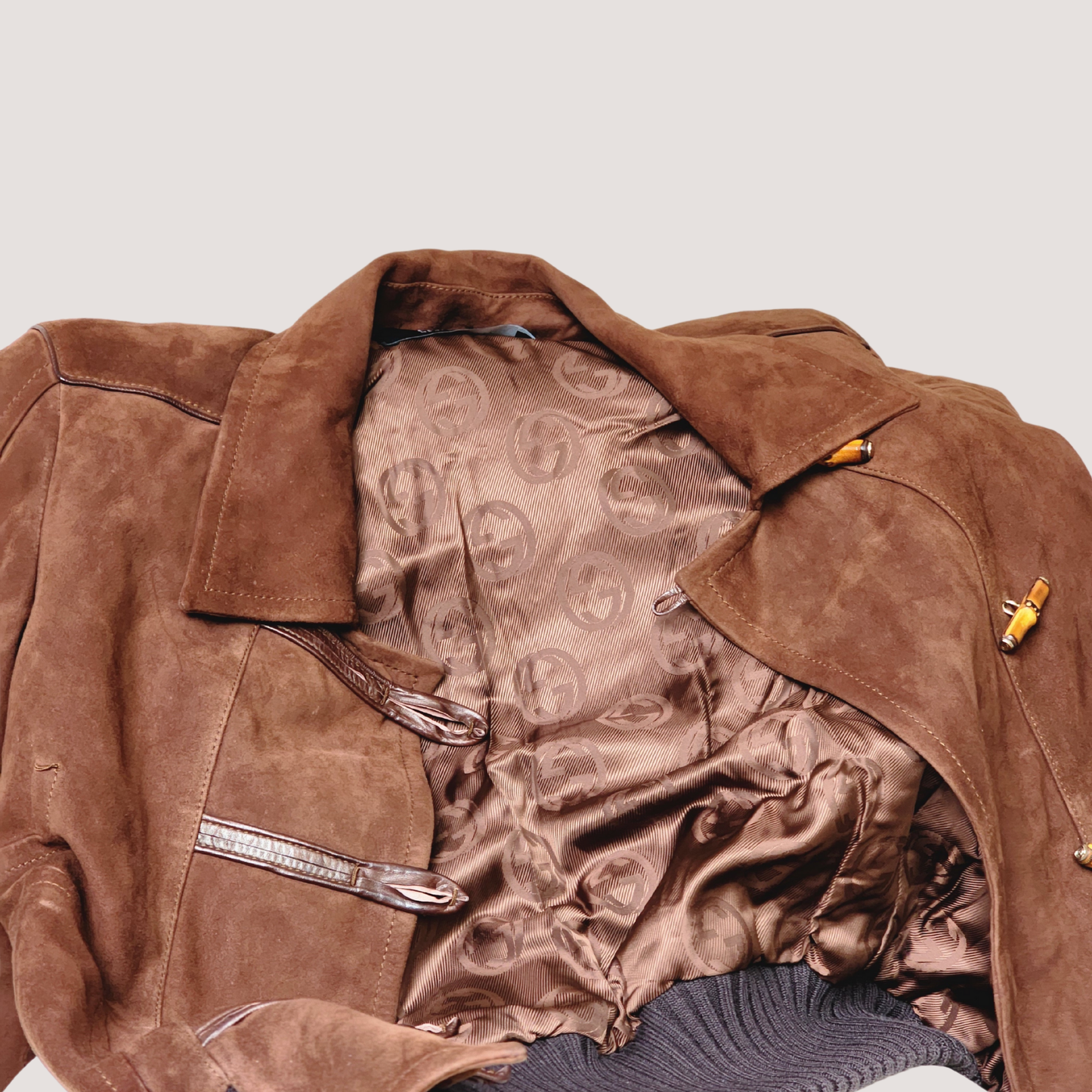 Gucci by Tom Ford Suede Bamboo Closure Jacket