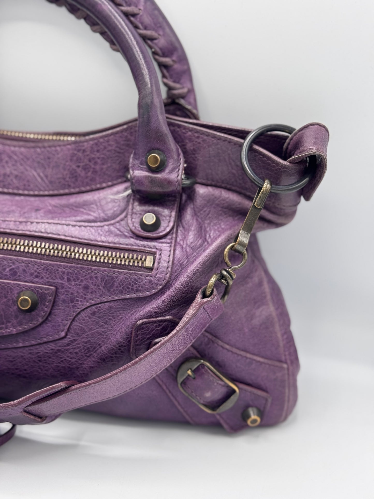 Balenciaga Eggplant Motorcycle First Bag
