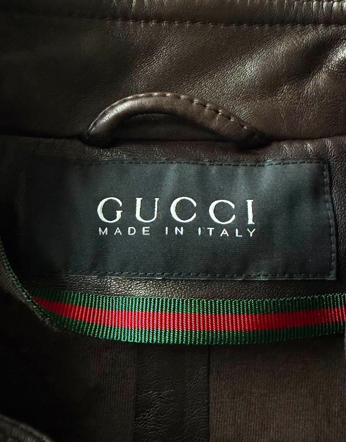 2000's GUCCI HOLLOW STAP IRON RING LEATHER JACKET
