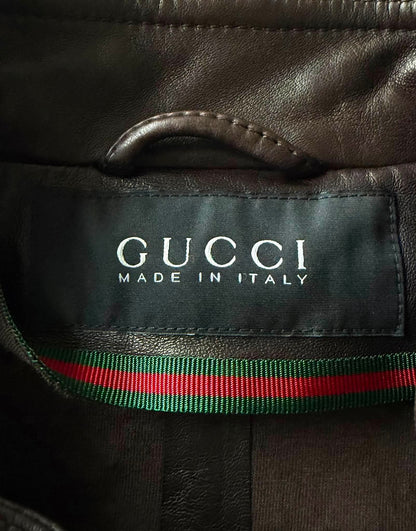 2000's GUCCI HOLLOW STAP IRON RING LEATHER JACKET