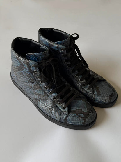 Gucci by Frida Giannini Blue Python High Top Sneakers