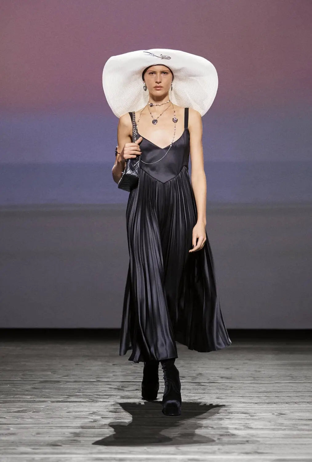 Chanel F/W2024 Black Silk Maxi Slip Dress