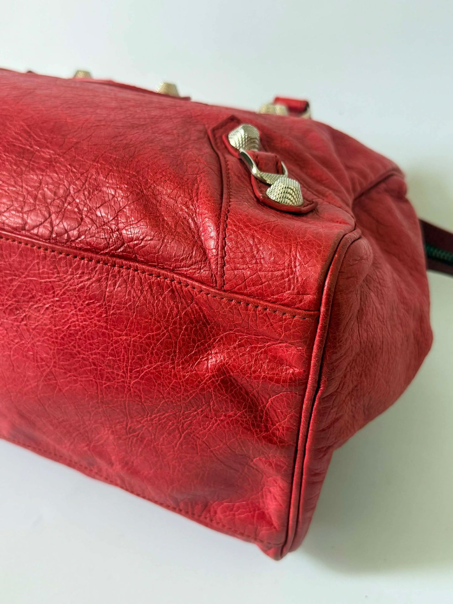 2000’s Balenciaga Ruby Leather Giant 21 Silver Midday Bag