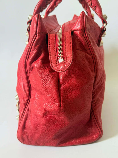 2000’s Balenciaga Ruby Leather Giant 21 Silver Midday Bag
