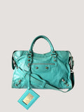 2000’s Balenciaga Torquoise Giant 12 Silver City Bag