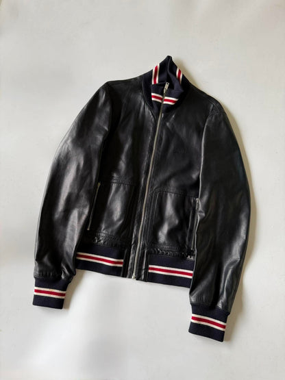 2000's GUCCI "1921" STRIPED RIB LEATHER JACKET