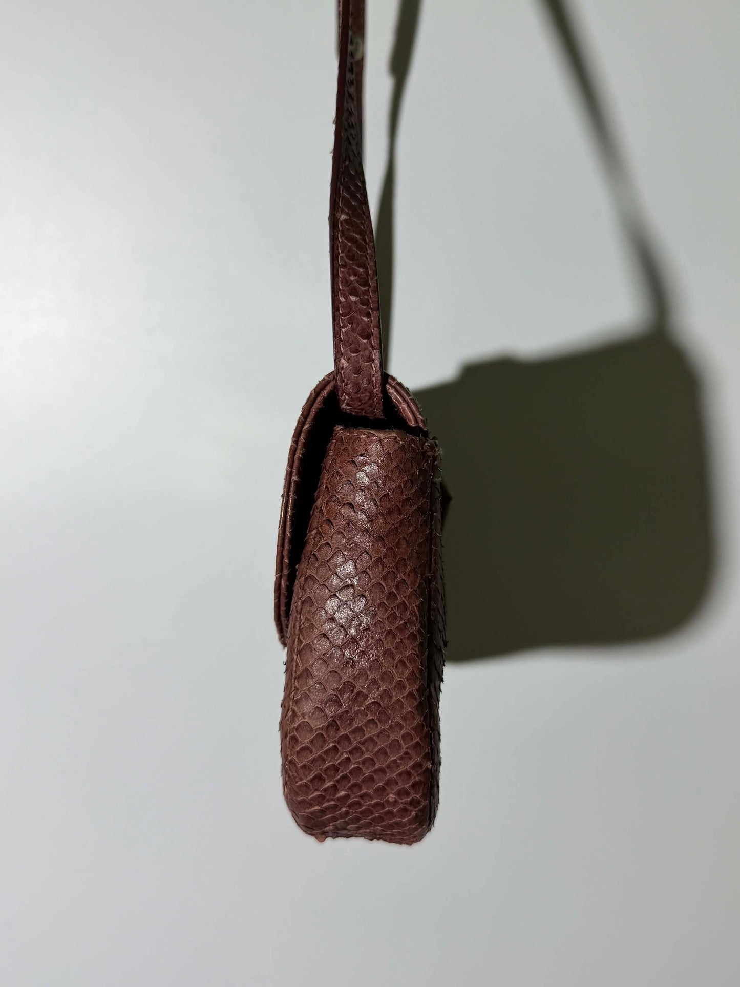Christian Dior Maroon Python Skin Double Saddle Bag