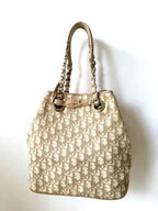 Vintage Christian Dior Trotter Canvas Romantique Chain Tote Bag