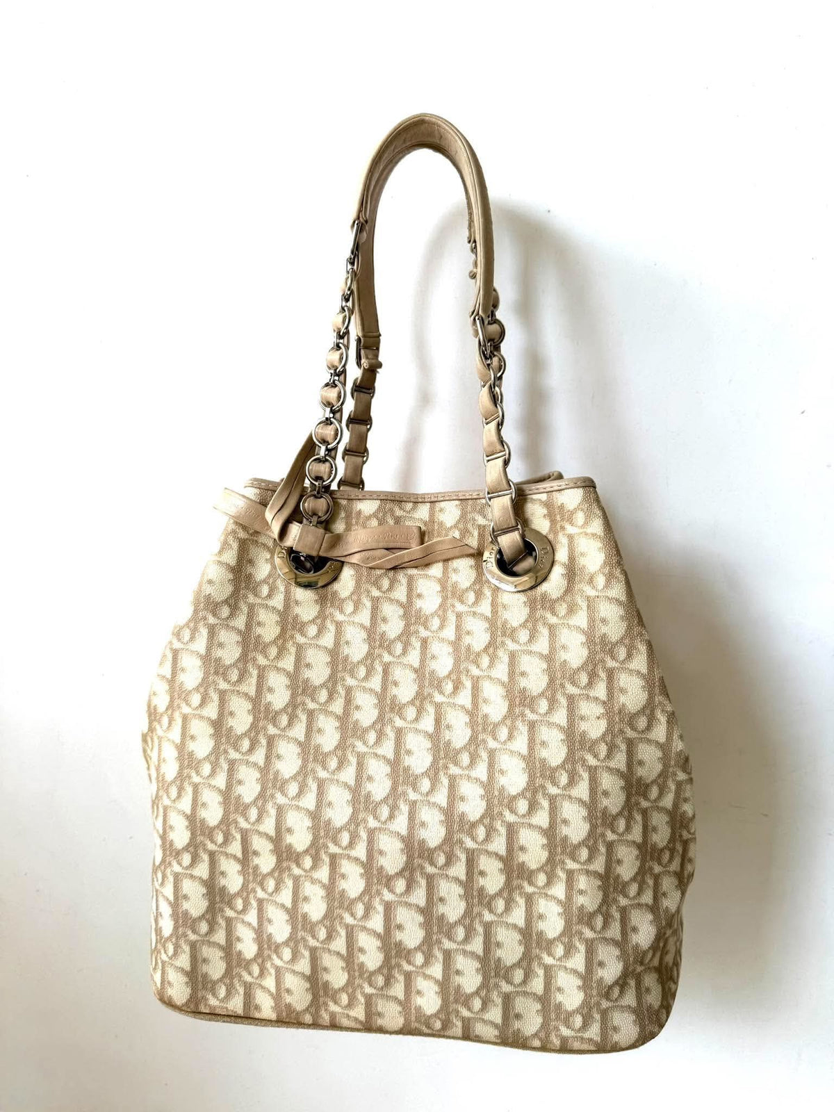 Vintage Christian Dior Trotter Canvas Romantique Chain Tote Bag