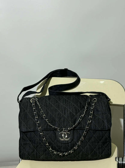 2010 Chanel Denim Quilted Stretch Spirit Messenger
