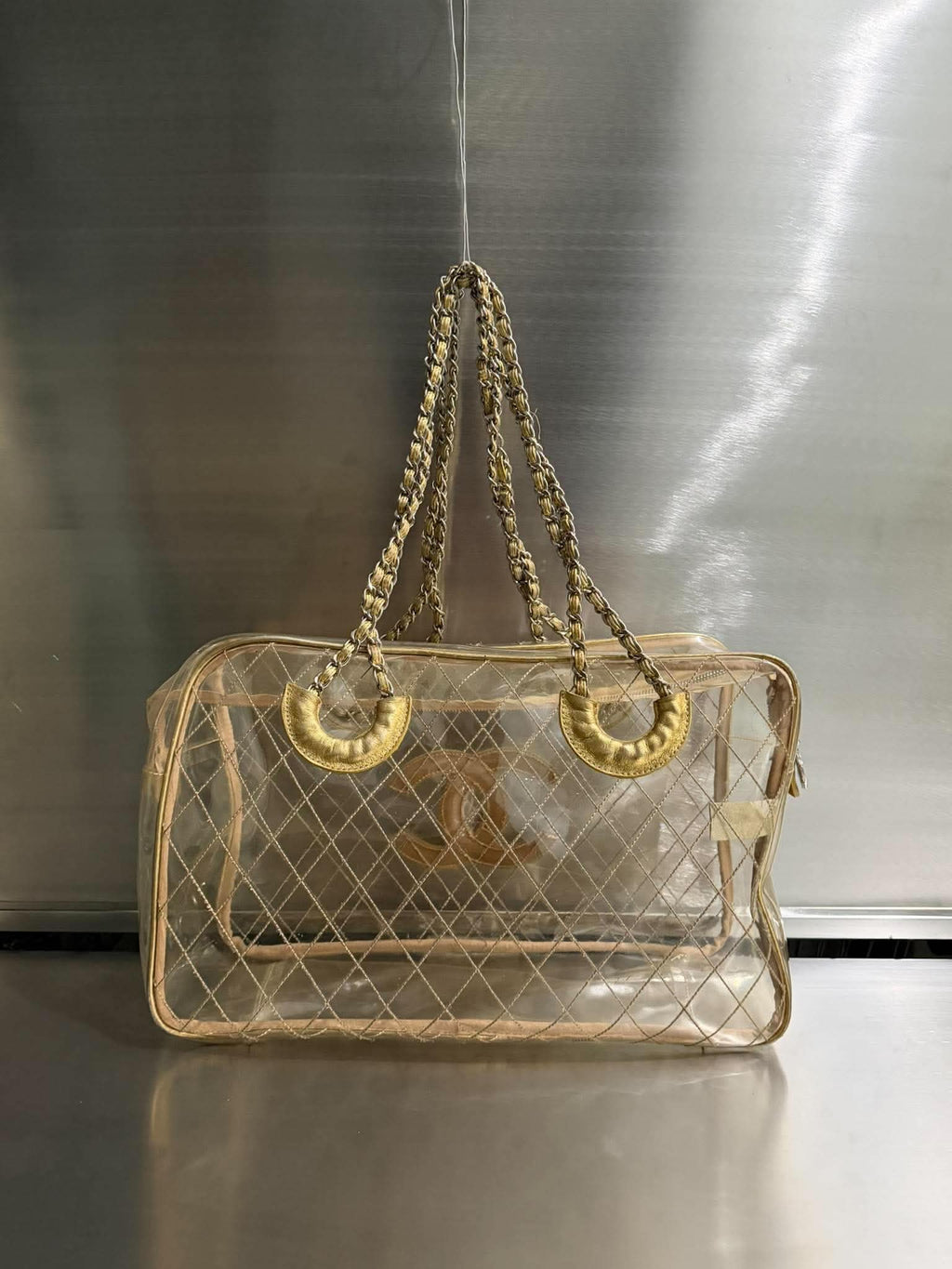 Chanel 1991 VIntage Timeless Naked Clear Transparent Tote