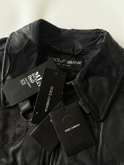 A/W2008 Dolce & Gabbana Patchwork Circle Leather Jacket