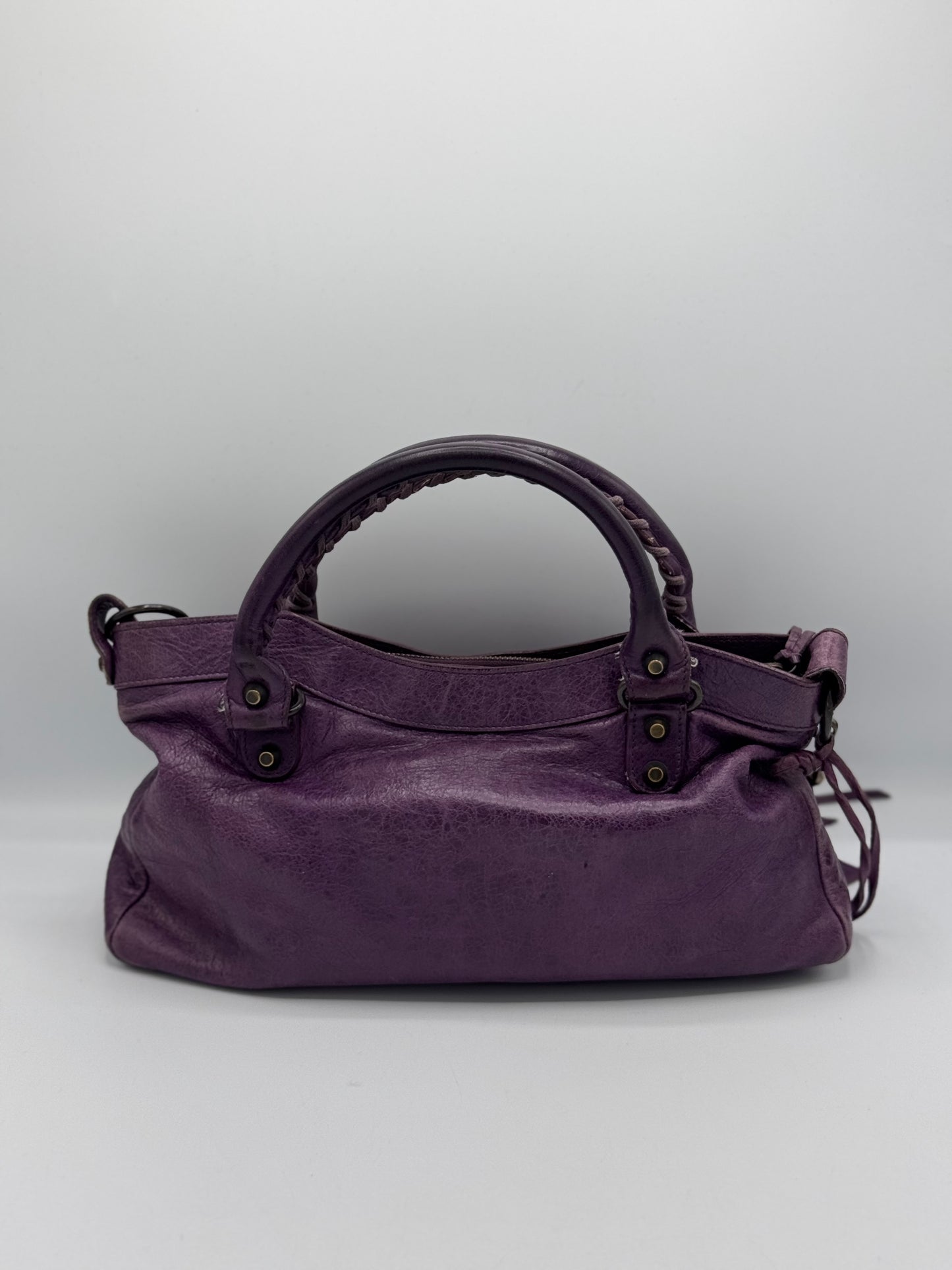 Balenciaga Eggplant Motorcycle First Bag