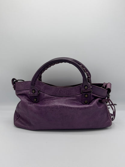 Balenciaga Eggplant Motorcycle First Bag