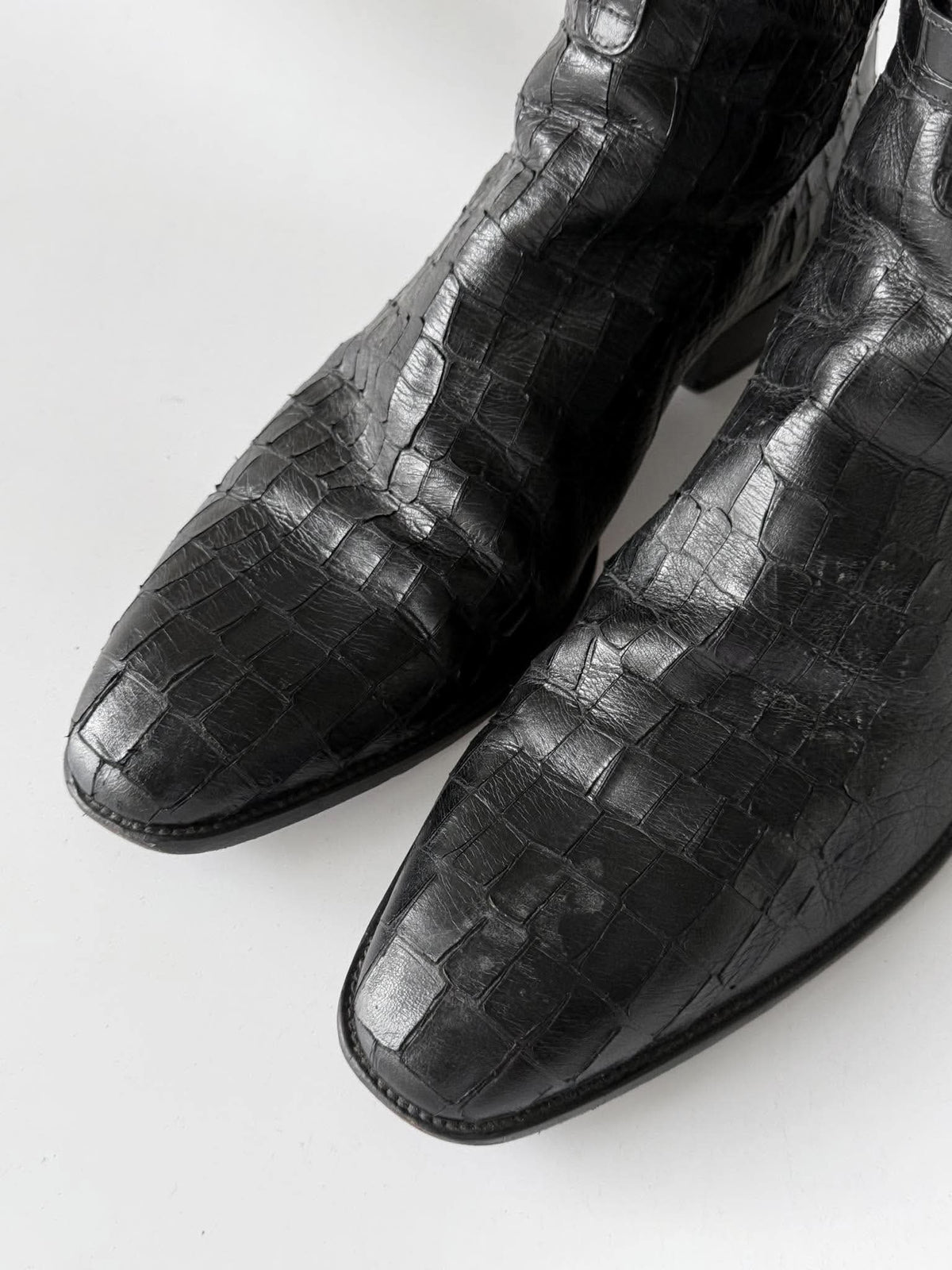 Saint Laurent by Hedi Slimane Crocodile Jodhpur Boots