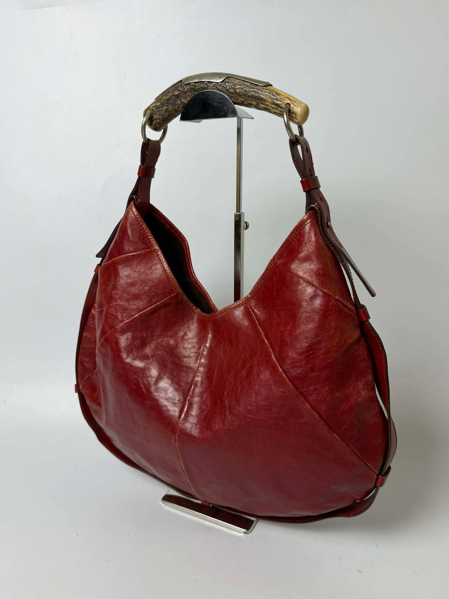 Yves Saint Laurent Red Leather Mombasa Hobo Bag
