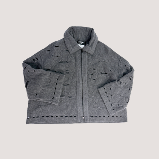 Chanel Distressed Cut-out Tweed pattern Jacket FW14-15