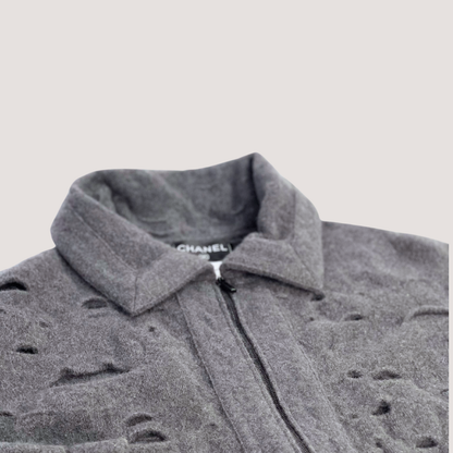 Chanel Distressed Cut-out Tweed pattern Jacket FW14-15