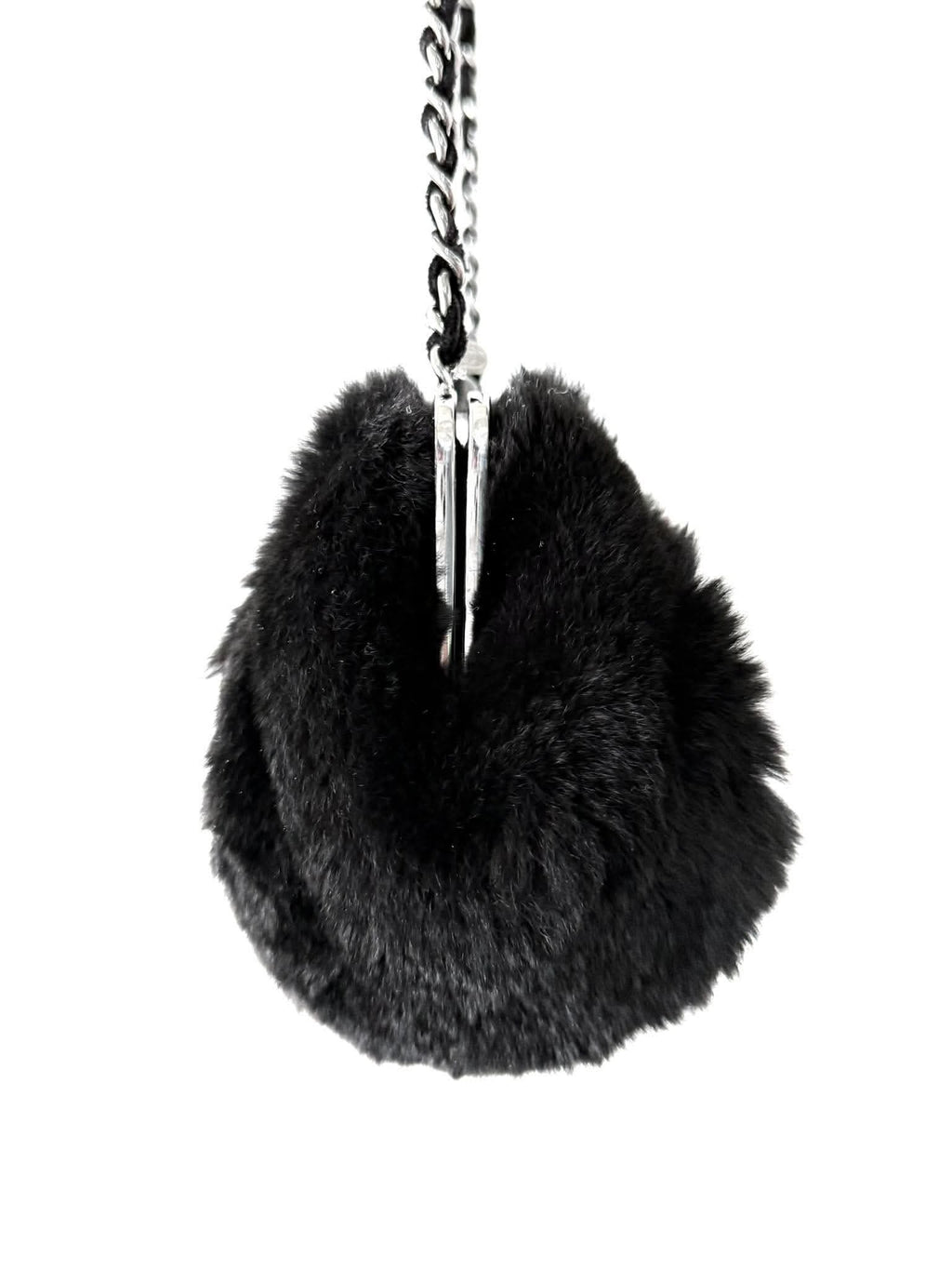 Chanel by Karl Lagerfeld Black Fur Frame Chain Bag