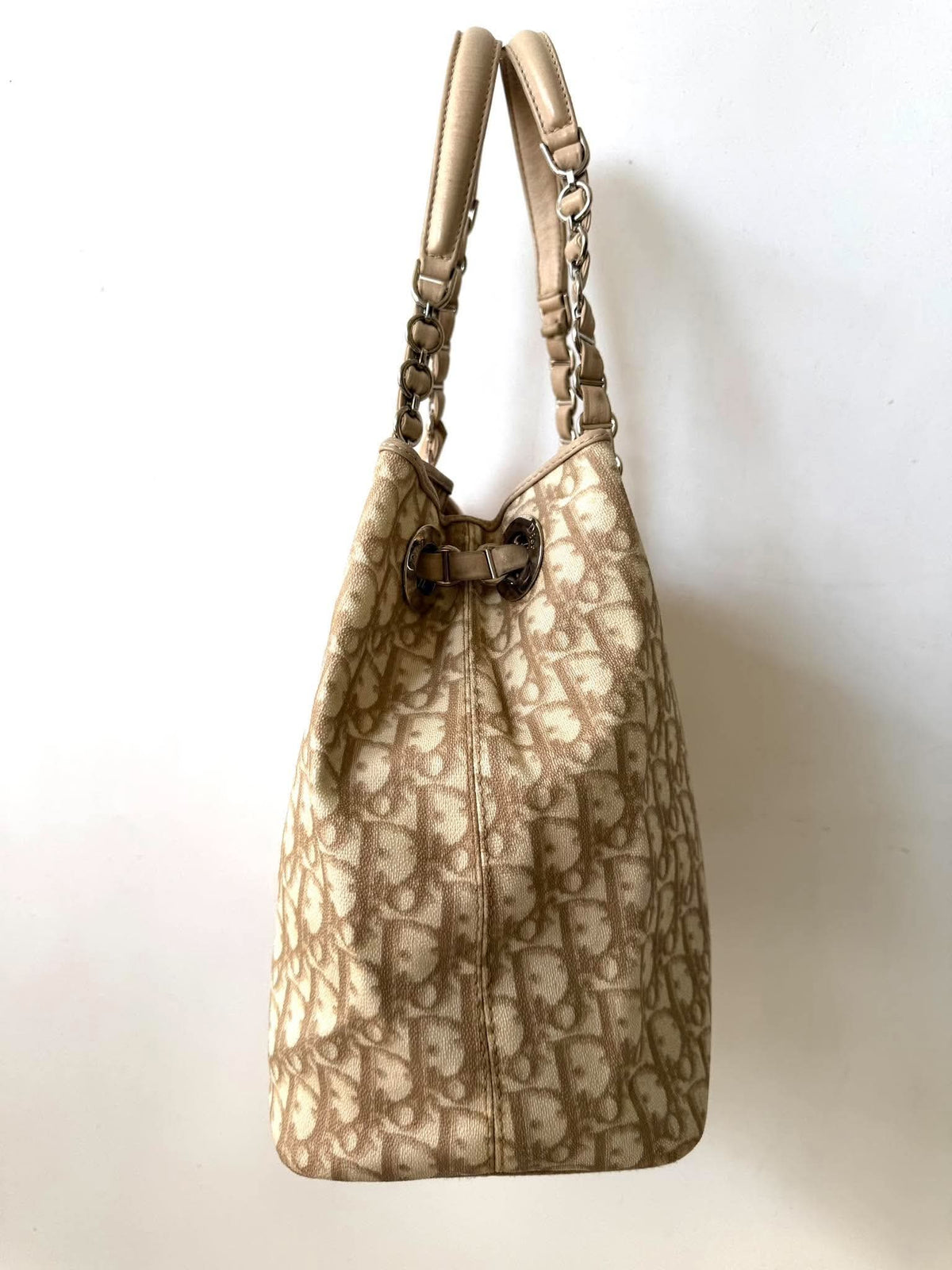 Vintage Christian Dior Trotter Canvas Romantique Chain Tote Bag
