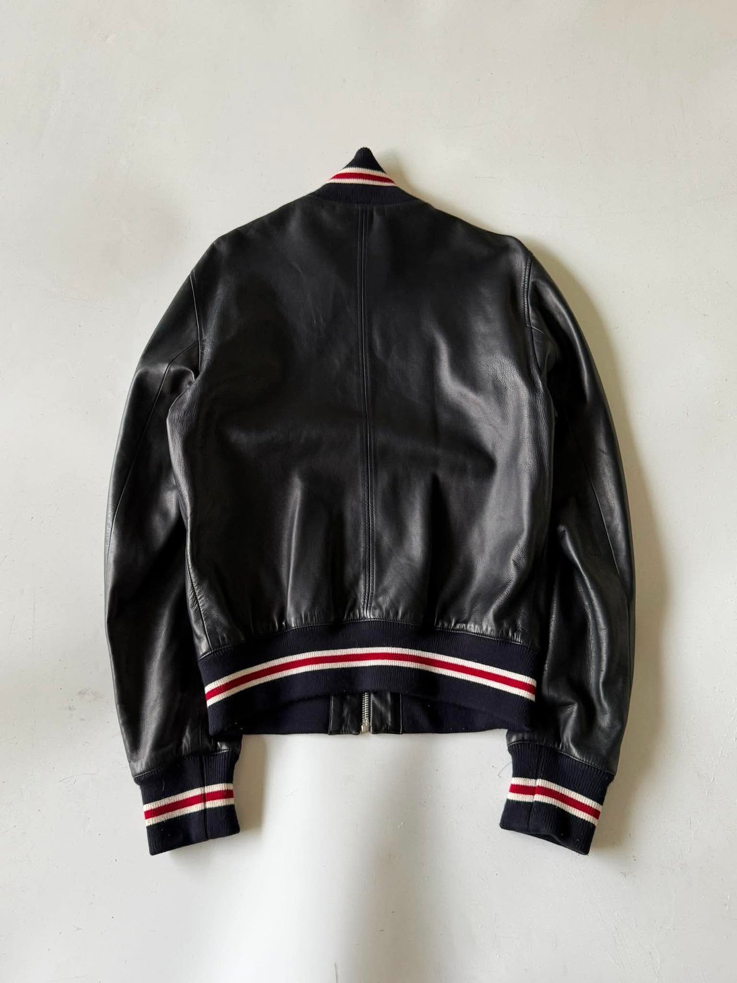 2000's GUCCI "1921" STRIPED RIB LEATHER JACKET