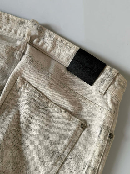Balenciaga FW14 Cracked Paint Denim Pants