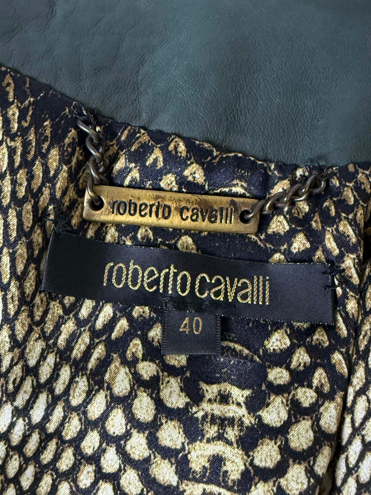SS02 Roberto Cavalli Embellished Studded Python Leather Fur