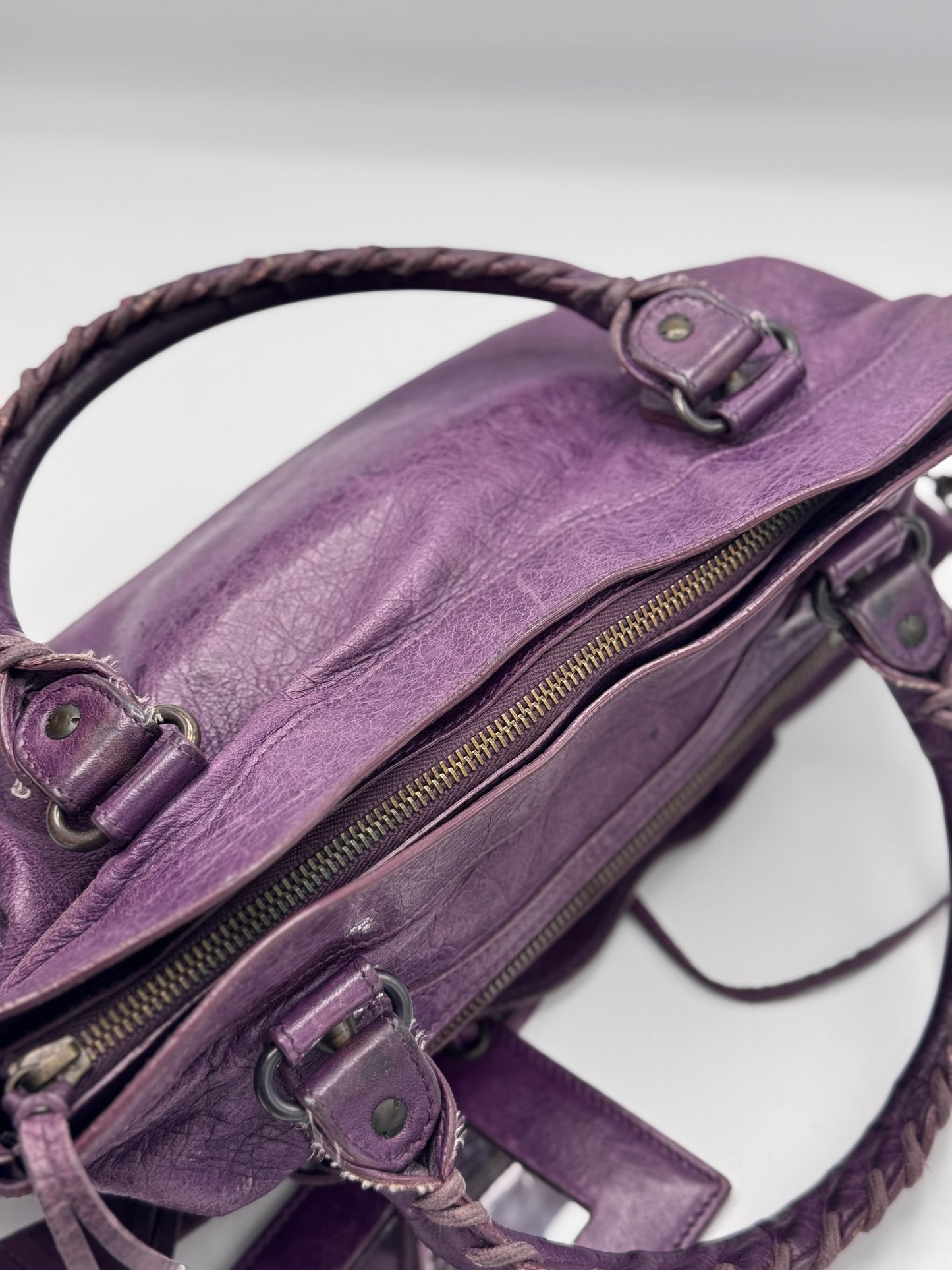 Balenciaga Eggplant Motorcycle First Bag
