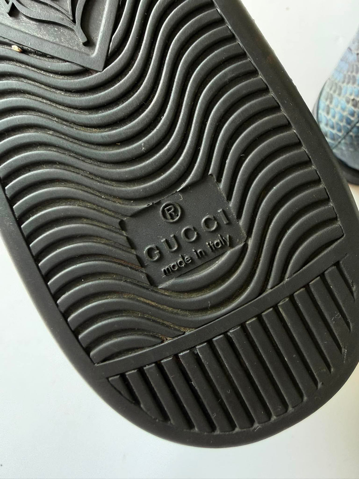 Gucci by Frida Giannini Blue Python High Top Sneakers