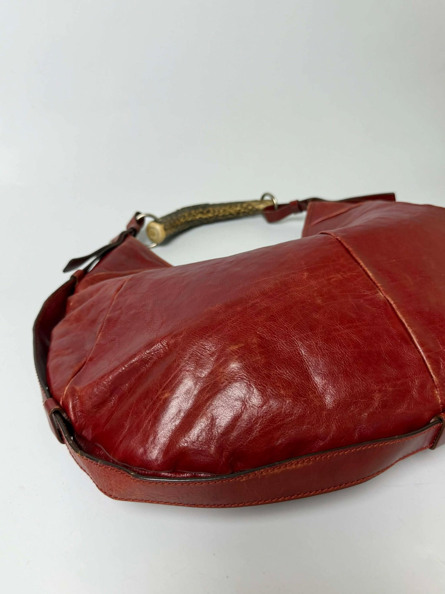 Yves Saint Laurent Red Leather Mombasa Hobo Bag