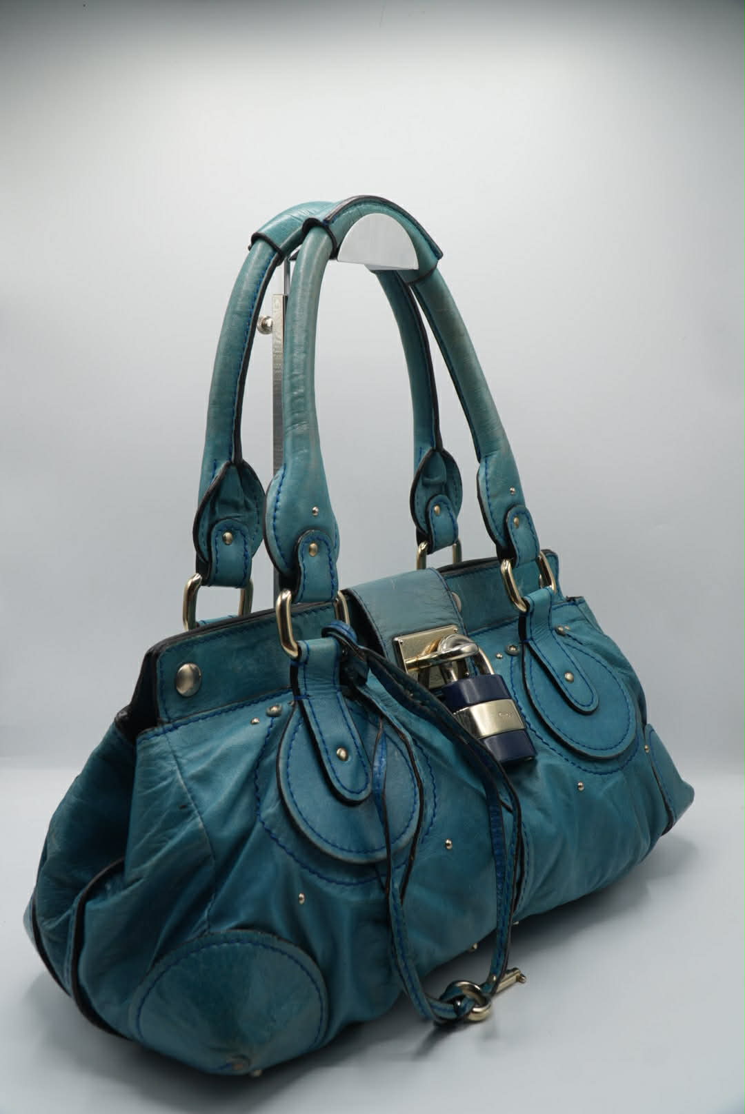 Chloé Paddington Blue Cadena Padlock & Key Boston Satchel