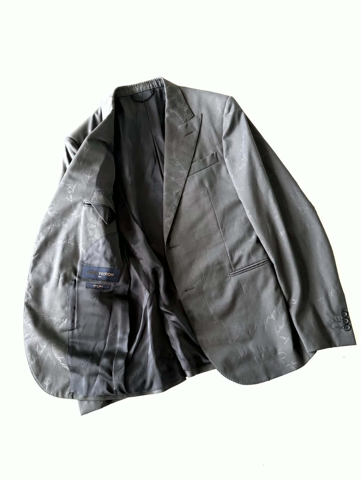 Louis Vuitton Pont Neuf Jacquard Script Gray Suit