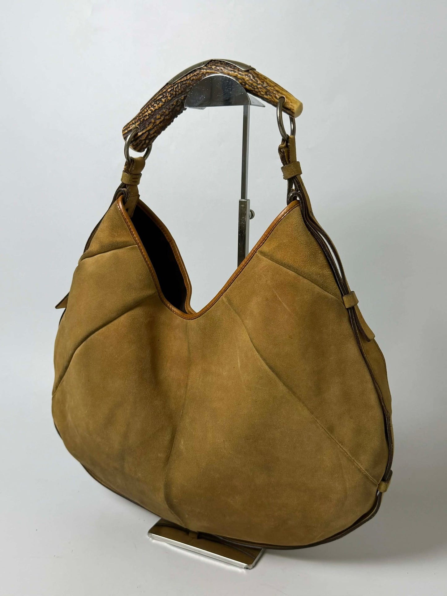 Yves Saint Laurent Taupe Suede Mombasa Hobo Bag