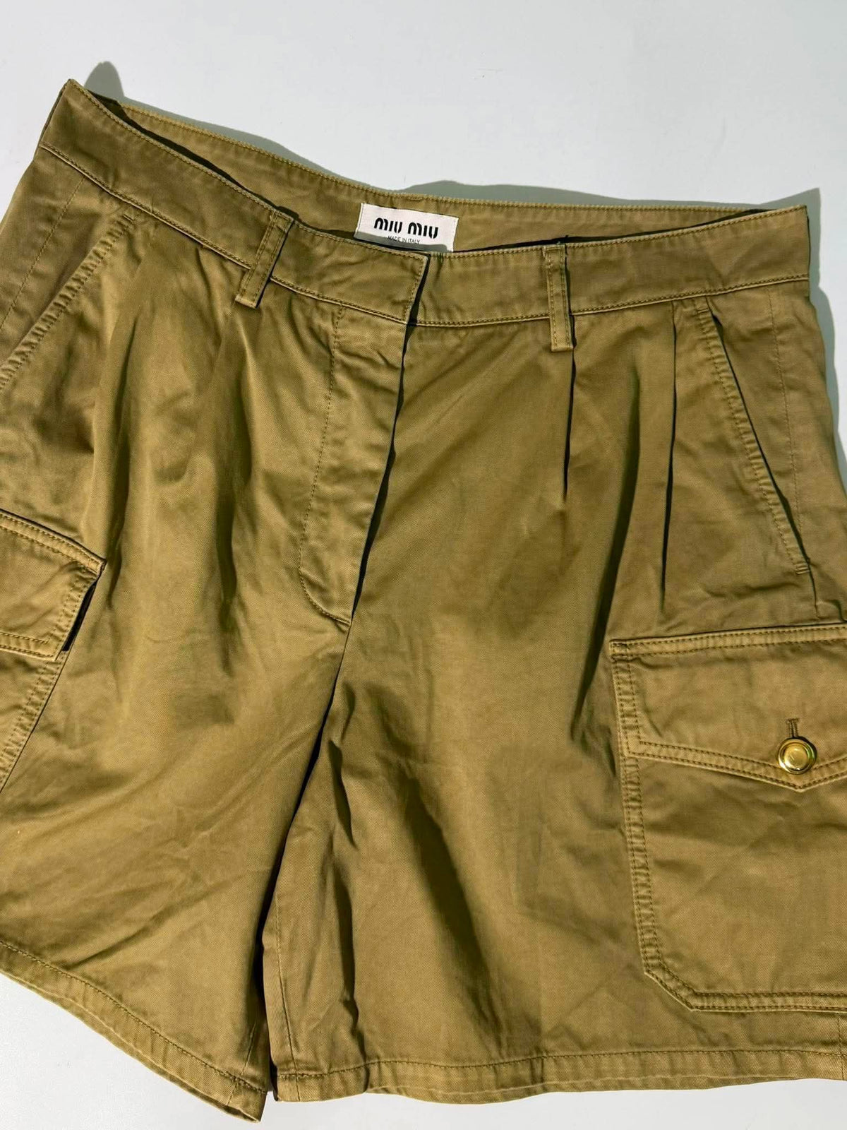 Miu Miu Olive Green Cargo Shorts