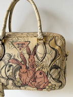 Prada x James Jean Glace Calf Rabbit Print Bauletto Opaline