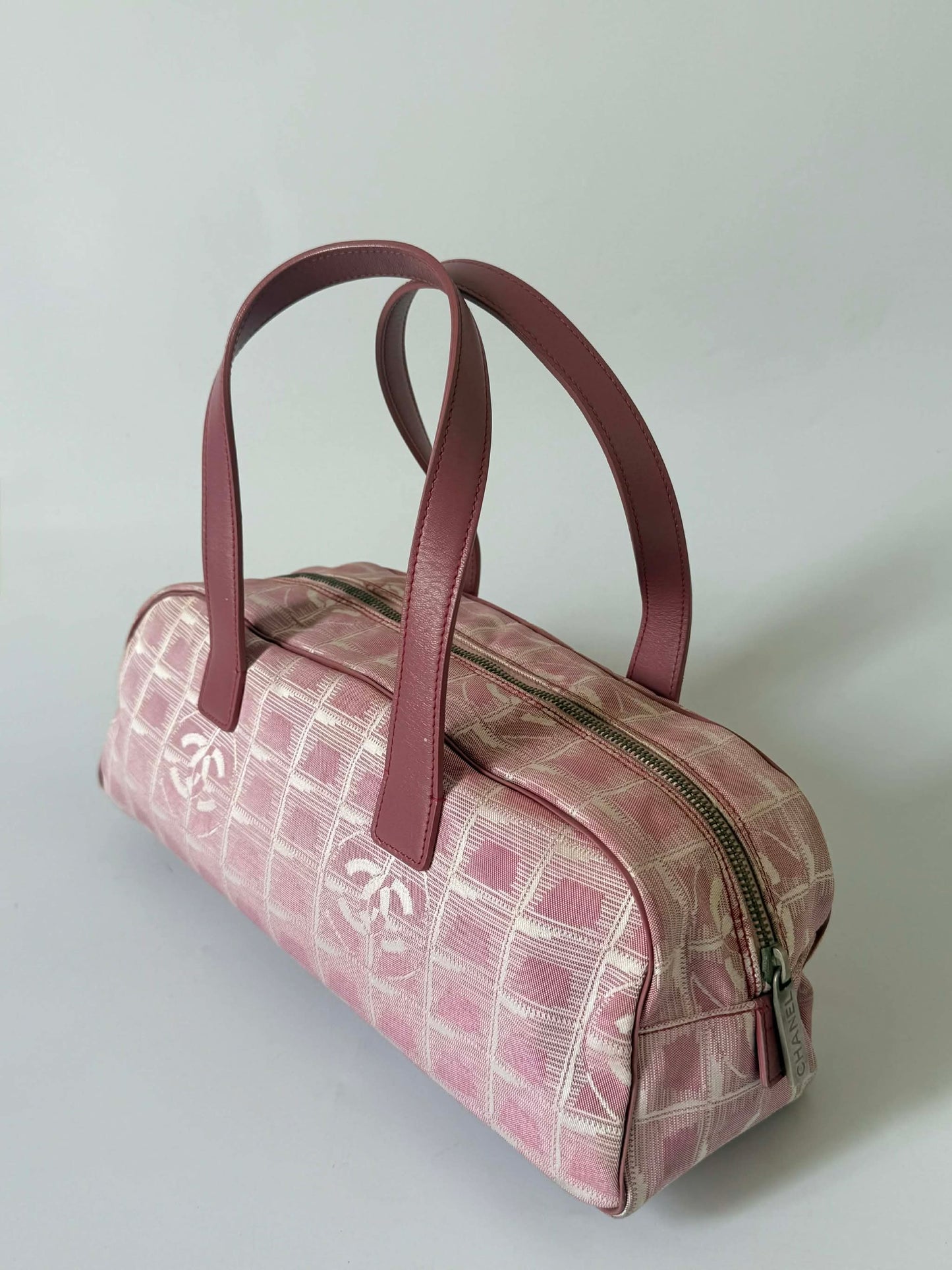 Chanel New Travel Line Pink Nylon Bowler Bag