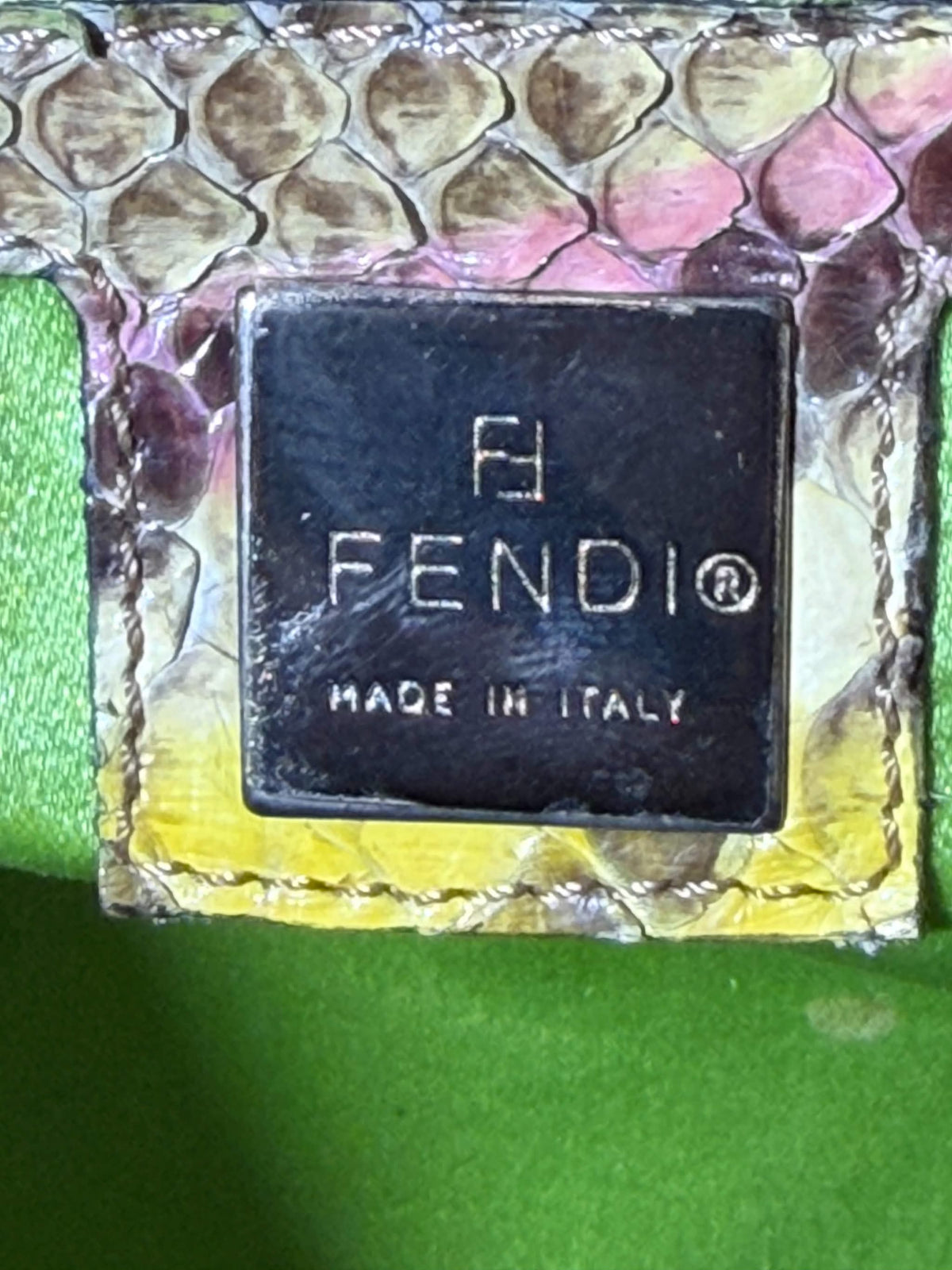 Vintage Fendi Python Embellished Mirror Tote Bag