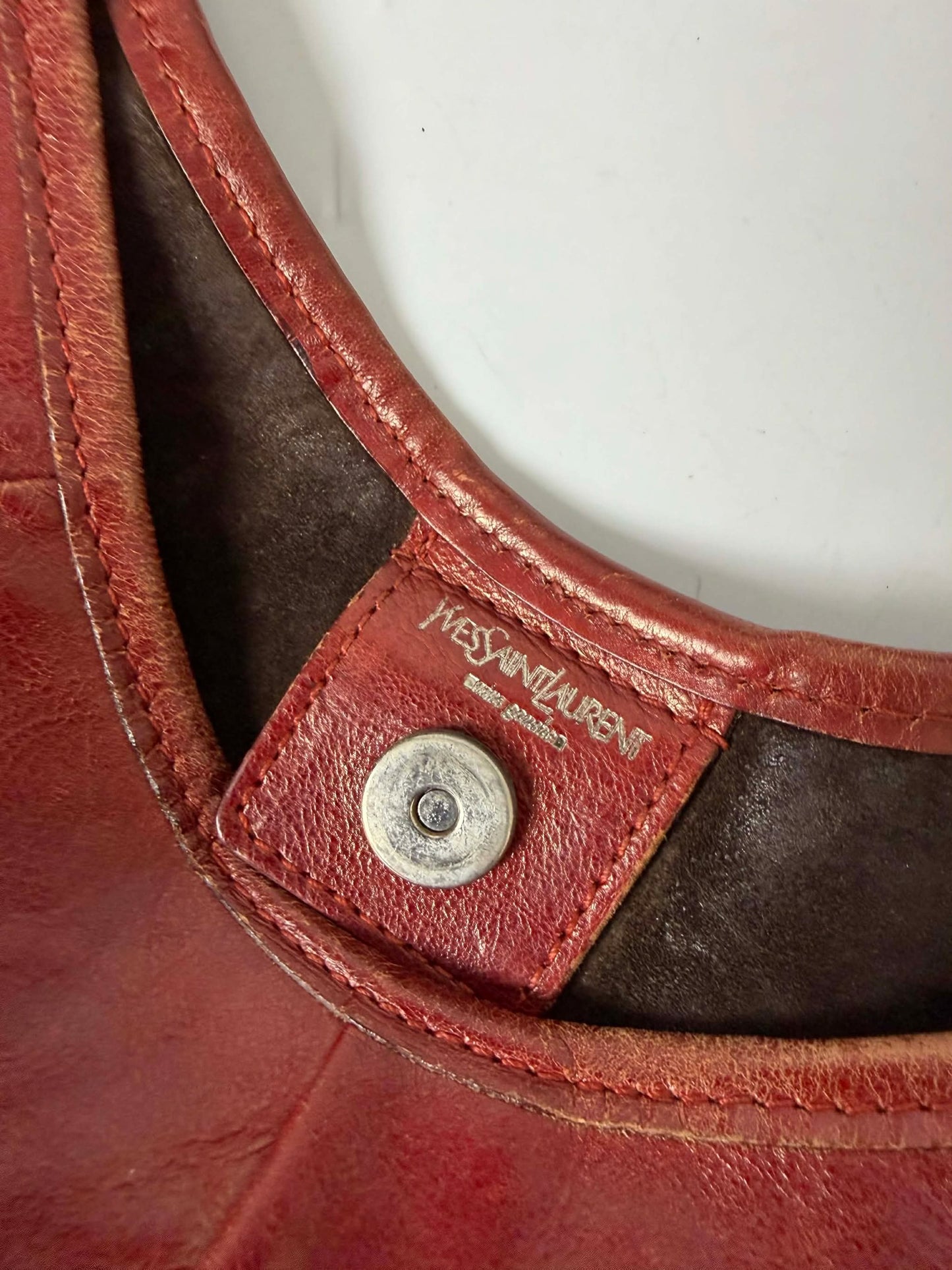 Yves Saint Laurent Red Leather Mombasa Hobo Bag