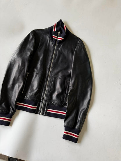 2000's GUCCI "1921" STRIPED RIB LEATHER JACKET