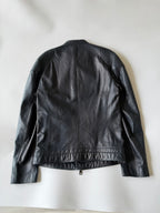 Gucci Men's Nylon-Switching Biker Leather Jacket