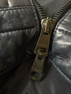 Gucci Men's Nylon-Switching Biker Leather Jacket
