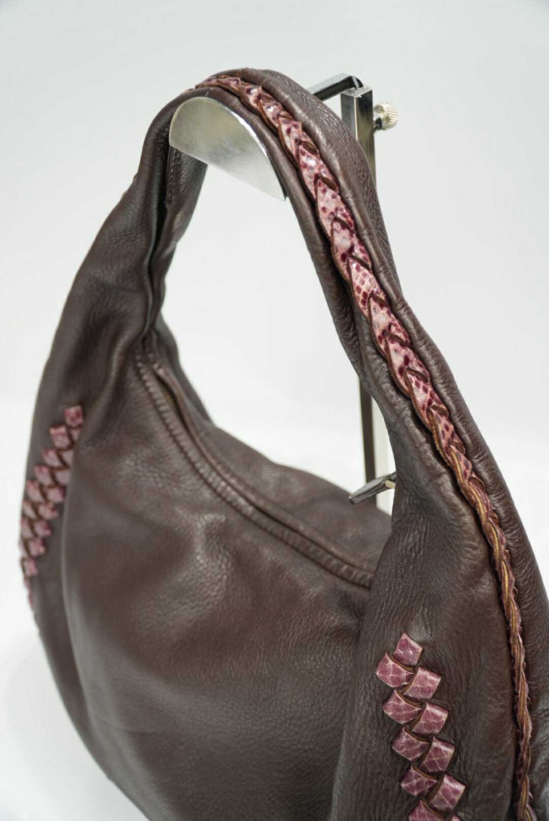Bottega Veneta Brown Leather Hobo Bag Woven Design