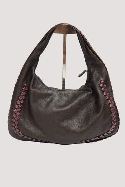 Bottega Veneta Brown Leather Hobo Bag Woven Design