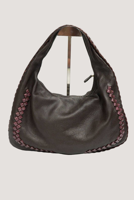 Bottega Veneta Brown Leather Hobo Bag Woven Design